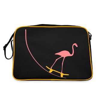 Flamingo on skateboard - Retro Bag - black/gold - Back