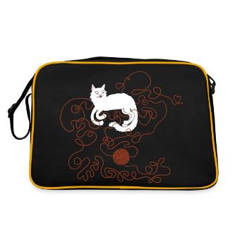 Cat with ball of wool - Retro Bag - black/gold - Back