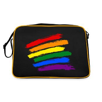 Rainbow Stripes - Retro Tasche - Schwarz/Gold - Hinten