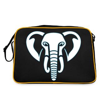 Elephant Majesty: empreinte de tête d’éléphant, bleu. - Sac Retro - noir/or - Dos
