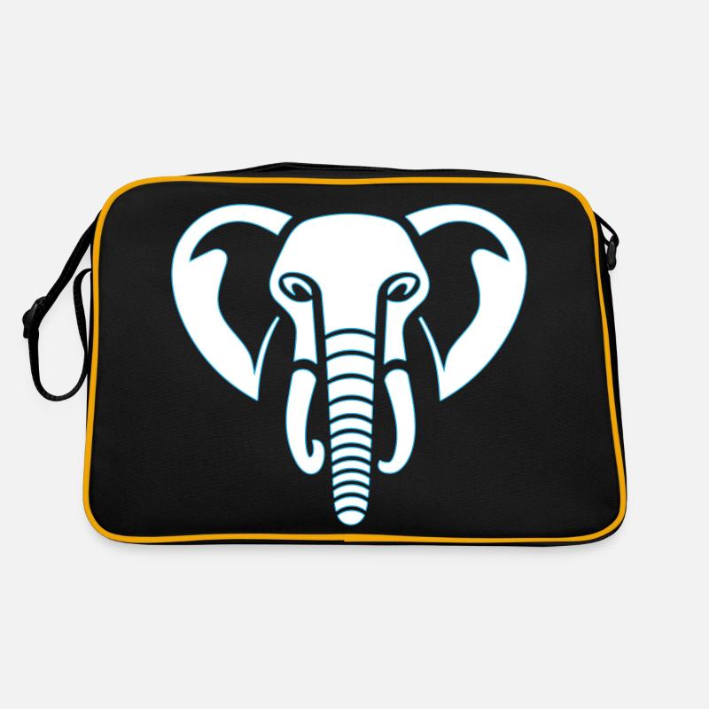 Elephant Majesty: empreinte de tête d’éléphant, bleu. Sac Retro