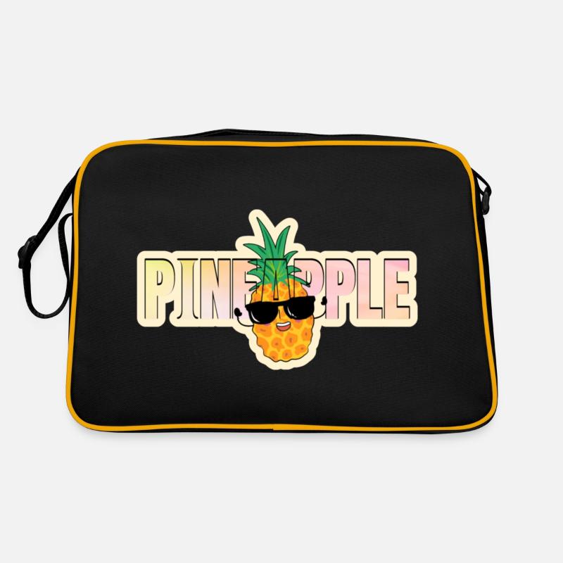 Ananas cool avec lunettes de soleil et lettrage - Sac Retro - noir/or