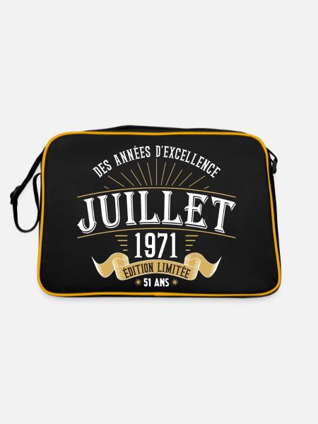 51 Ans Anniversaire Vintage Né(e) en Juillet 1971 - Sac Retro - noir/or - Dos