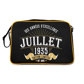 87 Ans Anniversaire Vintage Né(e) en Juillet 1935 - Sac Retro - noir/or - Dos