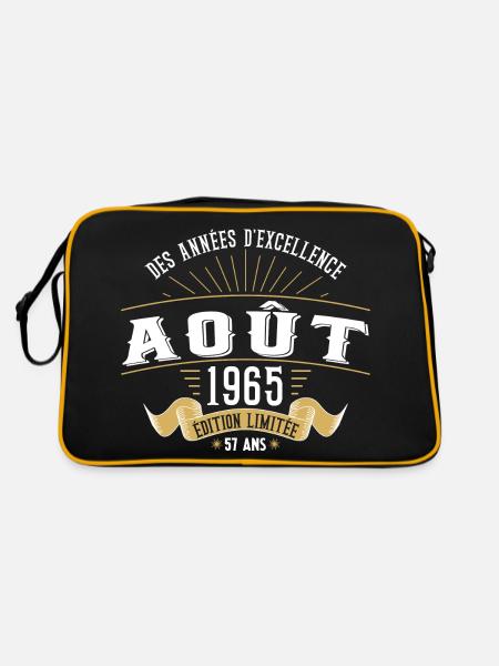 57 Ans Anniversaire Vintage Né(e) en Août 1965 - Sac Retro - noir/or - Dos