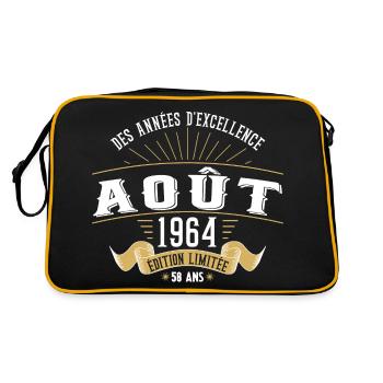 58 Ans Anniversaire Vintage Né(e) en Août 1964 - Sac Retro - noir/or - Dos