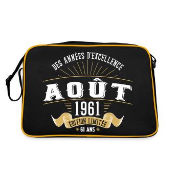 61 Ans Anniversaire Vintage Né(e) en Août 1961 - Sac Retro - noir/or - Dos
