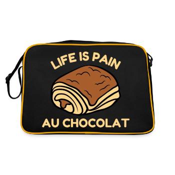 Life Is Pain Au Chocolat Humour Drôle De Vie Choco - Sac Retro - noir/or - Dos