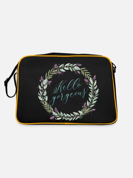 Hallo Schöne - Retro Tasche - Schwarz/Gold - Hinten