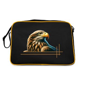 Majestätischer Seeadler - Retro Tasche - Schwarz/Gold - Hinten