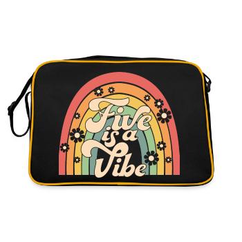 Five Is A Vibe, 5 Jahre alt, Kinder zum 5. Geburtstag - Retro Tasche - Schwarz/Gold - Hinten