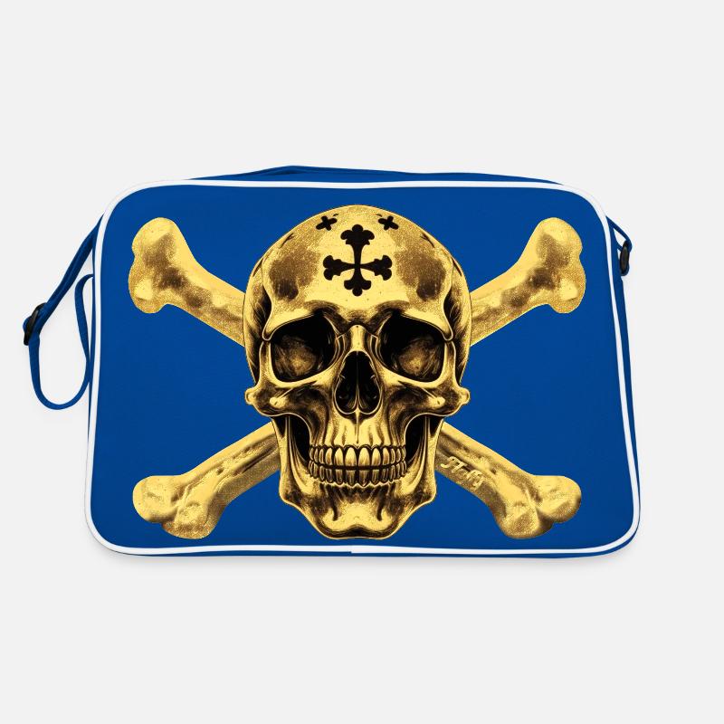 Goldener Piratenschädel ☠ Retro Tasche