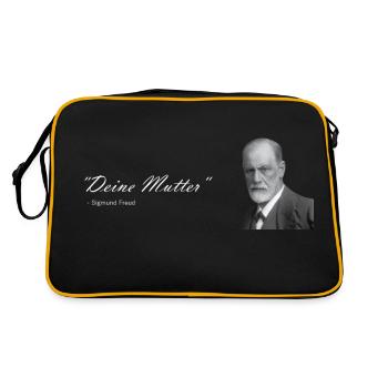 " Deine Mutter " Sigmund Freud - Retro Tasche - Schwarz/Gold - Hinten