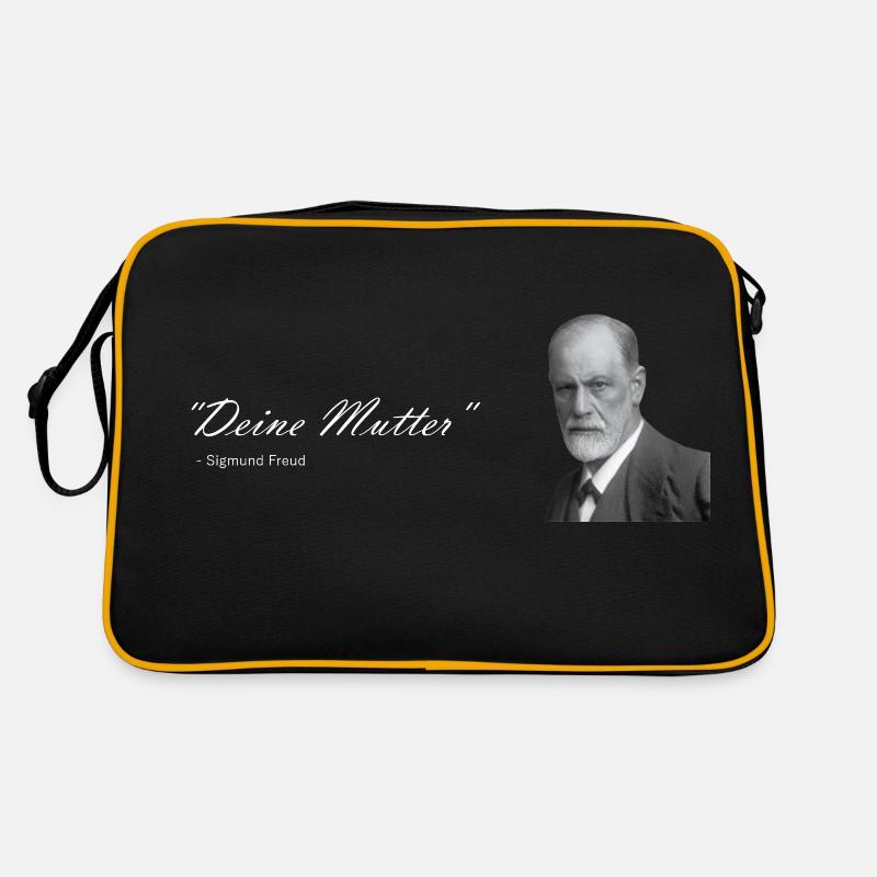 " Deine Mutter " Sigmund Freud - Retro Tasche - Schwarz/Gold