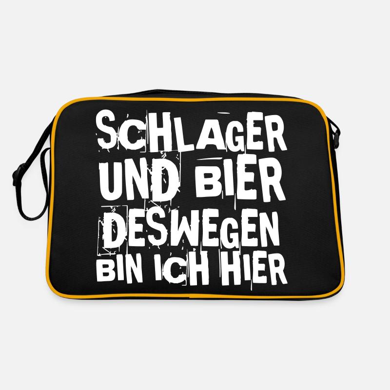 SCHLAGER UND BIER DESWEGEN BIN ICH HIER Retro Tasche