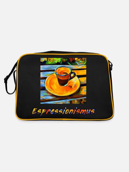 Expressionismus Espresso ergibt Espressionismus - Retro Tasche - Schwarz/Gold - Hinten