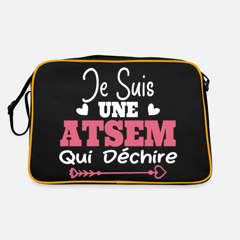 Je suis une ATSEM qui déchire Idée Cadeau Atsem - Sac Retro - noir/or
