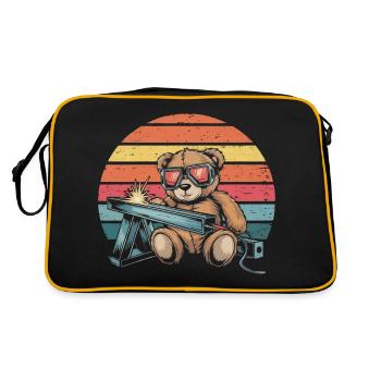 Teddy bear welder welding steel construction metal construction - Retro Bag - black/gold - Back