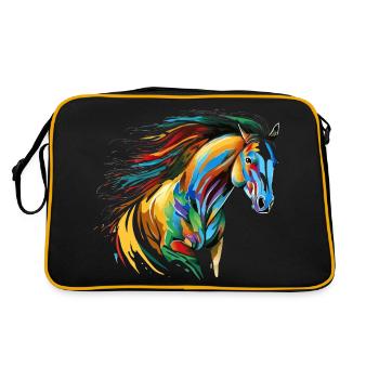 Murmure du vent : majestueux cheval arc-en-ciel - Sac Retro - noir/or - Dos