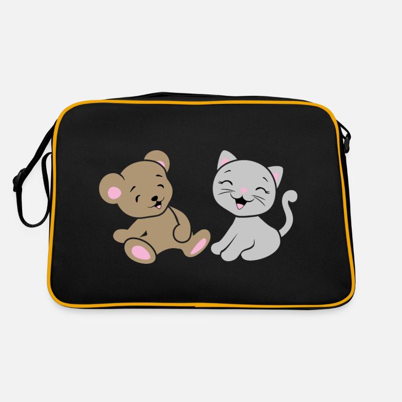Bébé ours souriant et chaton Sac Retro
