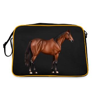 Serafina - cheval brun, debout - Sac Retro - noir/or - Dos