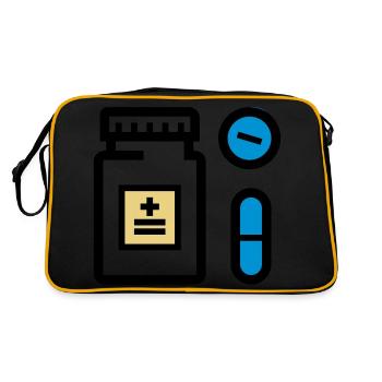 Pills, medicines, medicine, drugs, pill box - Retro Bag - black/gold - Back