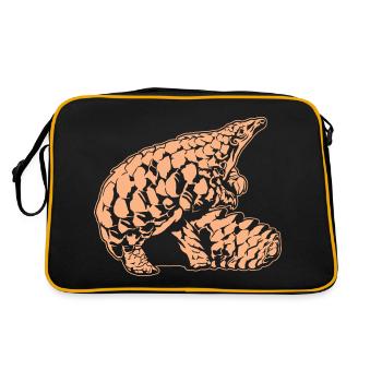 Cool Pangolin Sketch Graphic Wildlife Creature - Retro Bag - black/gold - Back