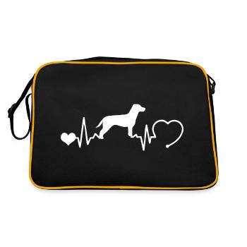 Jack Russell Terrier mit Herzschlag - Retro Tasche - Schwarz/Gold - Hinten