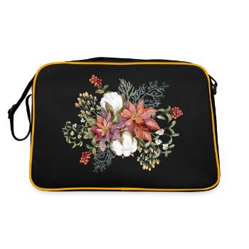 Mistletoe and poinsettia - Retro Bag - black/gold - Back