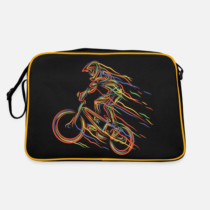 BMX Bunte Farbe Grafik Biker Freestyle Racing - Retro Tasche - Schwarz/Gold