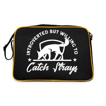 Tierkontrolleur Streuner fangen Geschenk - Retro Tasche - Schwarz/Gold - Hinten
