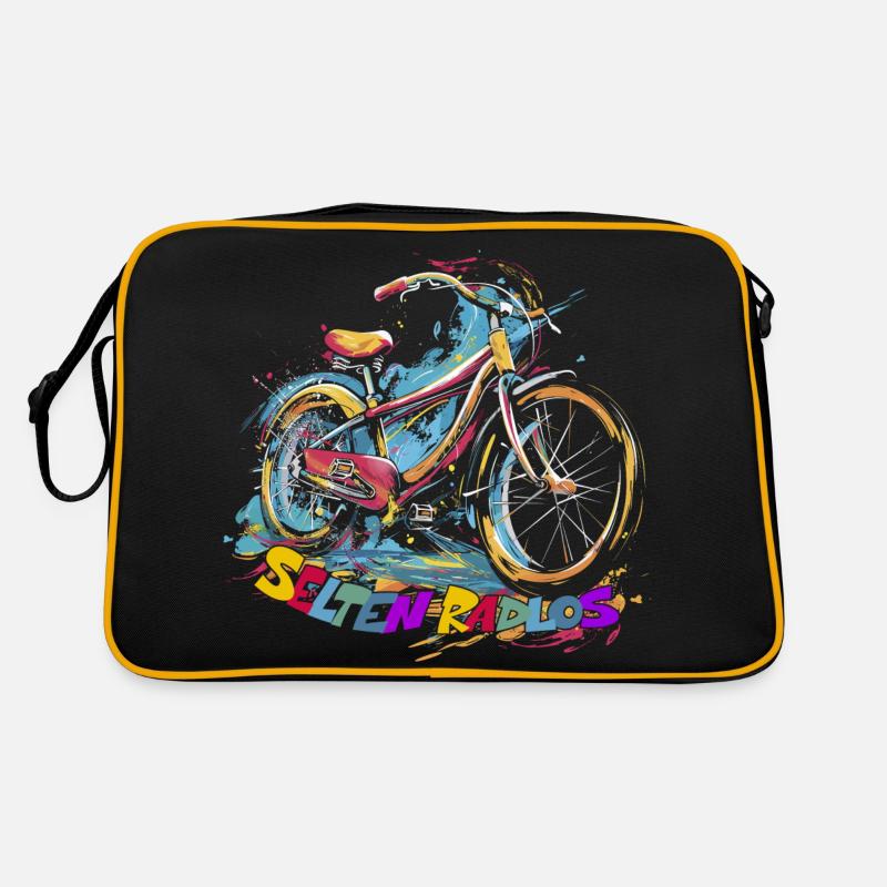 Selten Radlos Radfahrer - Retro Tasche - Schwarz/Gold