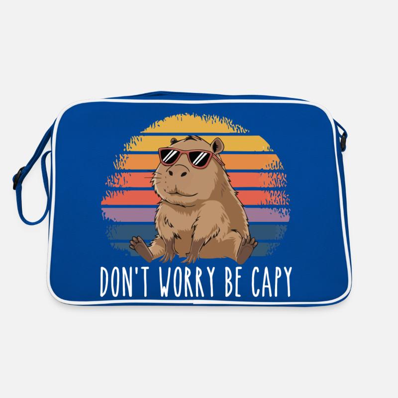 Retro Rodent Funny Capybara Dont Be Worry Be Capy Sac Retro