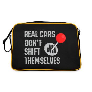 Echte Autos schalten nicht von selbst - Retro Tasche - Schwarz/Gold - Hinten