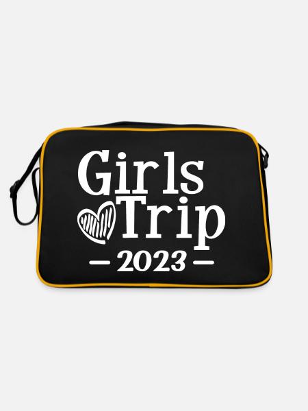 Mädchenreise 2023 Süße Mädchen Reise Wochenendurlaub - Retro Tasche - Schwarz/Gold - Hinten