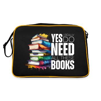 Yes i really do need all these books - Retro Tasche - Schwarz/Gold - Hinten