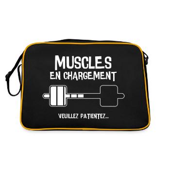 Muscles en Chargement avec Haltère - Humour Sport - Sac Retro - noir/or - Dos
