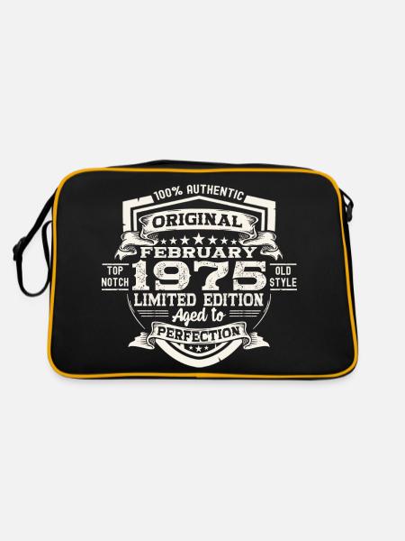 Février né 1975 48ème anniversaire cadeau homme - Sac Retro - noir/or - Dos