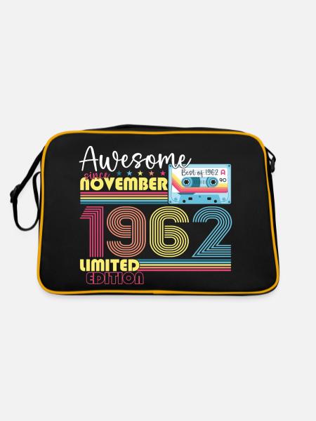 November Jahrgang 1962 60. Geburtstag Geschenk - Retro Tasche - Schwarz/Gold