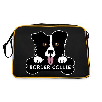 Border collie and bones - Retro Bag - black/gold - Back