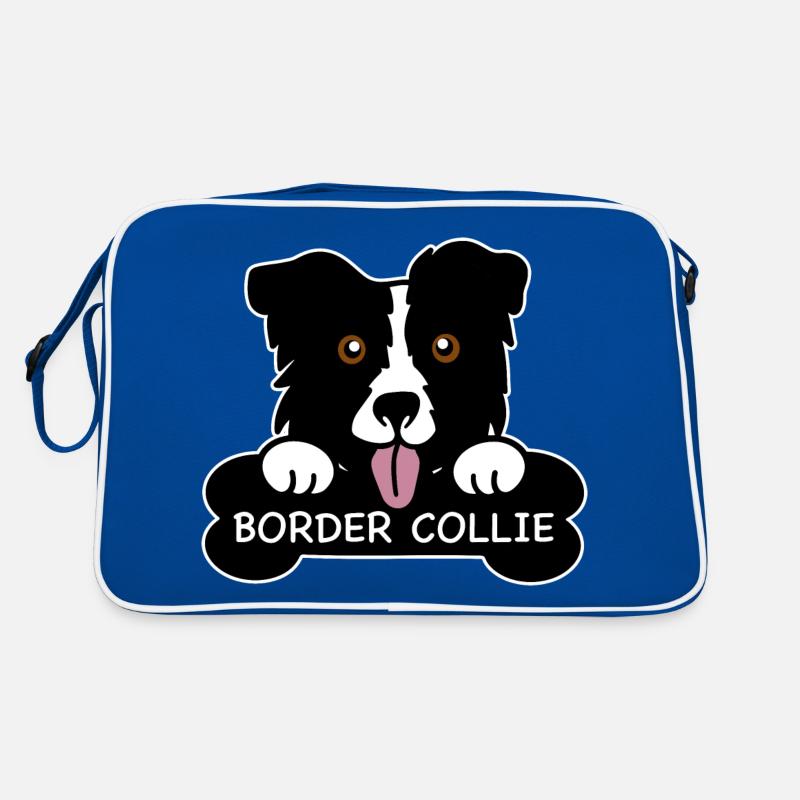 Border collie and bones Retro Bag