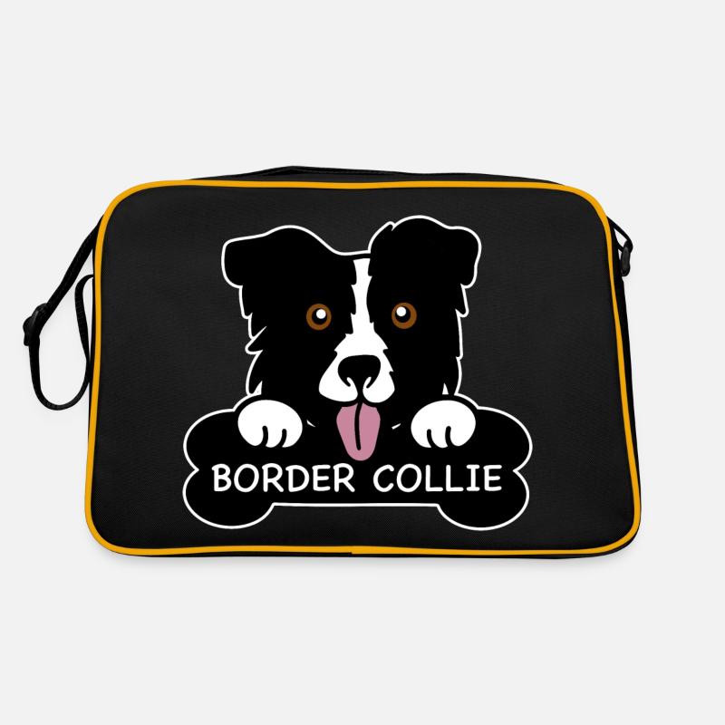 Border collie and bones Retro Bag