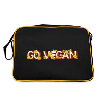 Go Vegan Zitrusfrüchte Orange fruits Buchstaben - Retro Tasche - Schwarz/Gold - Hinten