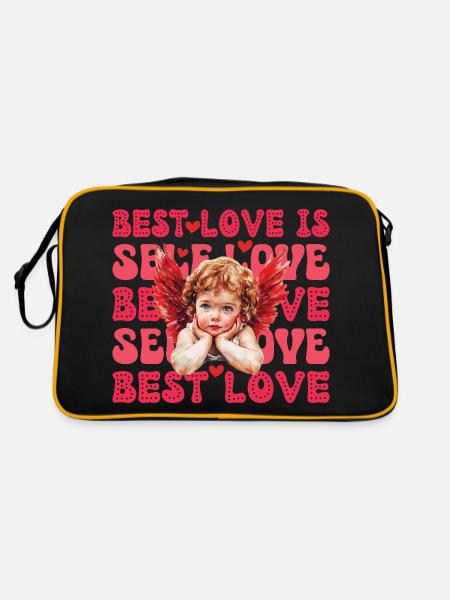 Valentines Day Cupid Self Love - Retro Bag - black/gold - Back