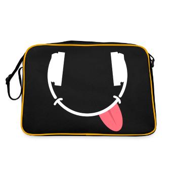 Lustiger Kopfhörer | Party, Festival, Love parade - Retro Tasche - Schwarz/Gold - Hinten