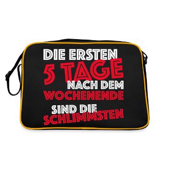 Party machen am Wochenende | Bier, feiern - Retro Tasche - Schwarz/Gold - Hinten