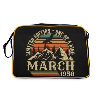 Geburtstagsgeschenk März 1958, Geboren im März 1958 - Retro Tasche - Schwarz/Gold - Hinten