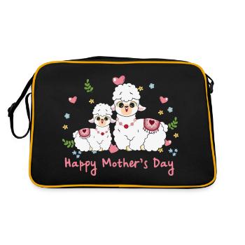 Maman animal lama pour la fête des mères - Sac Retro - noir/or - Dos