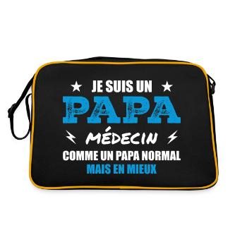 papa médecin - cadeau fête des pères - Sac Retro - noir/or - Dos