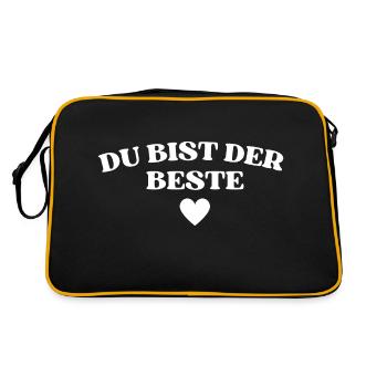 Du bist der Beste - Retro Tasche - Schwarz/Gold - Hinten